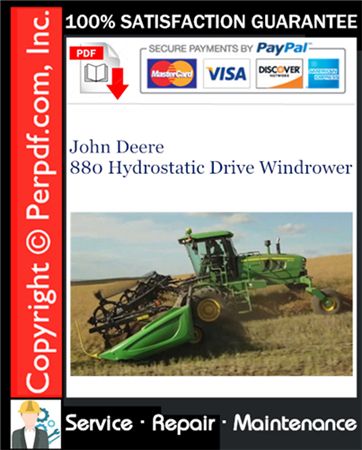 John Deere 880 Hydrostatic Drive Windrower Service Repair Manual Download