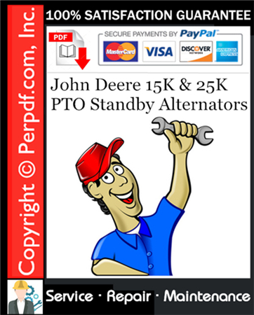 John Deere 15K & 25K PTO Standby Alternators Service Repair Manual Download