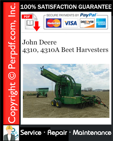 John Deere 4310, 4310A Beet Harvesters Service Repair Manual Download