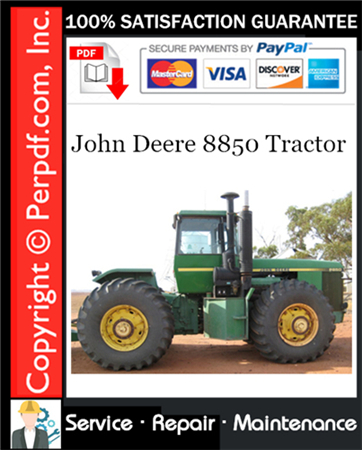 John Deere 8850 Tractor Service Repair Manual Download