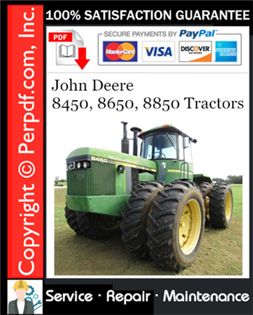 John Deere 8450, 8650, 8850 Tractors Service Repair Manual Download