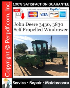 John Deere 3430, 3830 Self Propelled Windrower Service Repair Manual Download