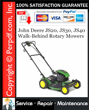 John Deere JS20, JS30, JS40 Walk-Behind Rotary Mowers Service Repair Manual Download