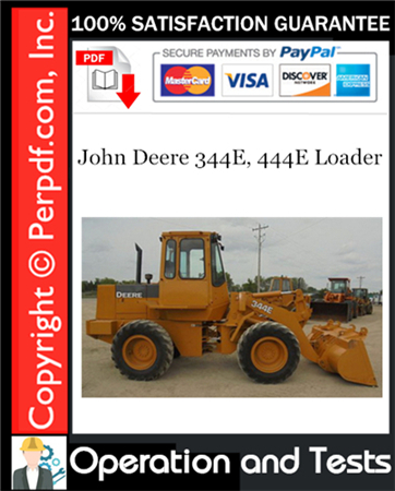 John Deere 344E, 444E Loader Operation and Test Technical Manual Download