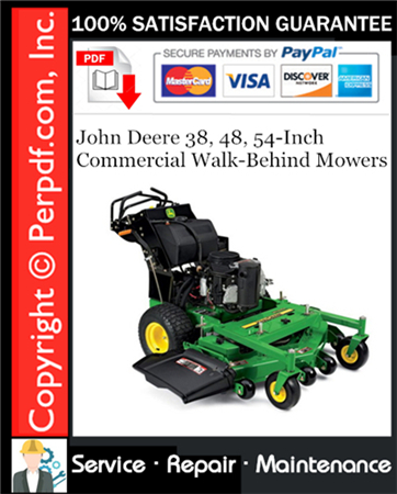 John Deere 38, 48, 54-Inch Commercial Walk-Behind Mowers Service Repair Manual