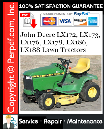 John Deere LX172, LX173, LX176, LX178, LX186, LX188 Lawn Tractors Service Repair Manual