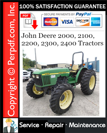 John Deere 2000, 2100, 2200, 2300, 2400 Tractors Service Repair Manual