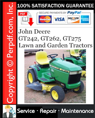 John Deere GT242, GT262, GT275 Lawn and Garden Tractors Service Repair Manual Download