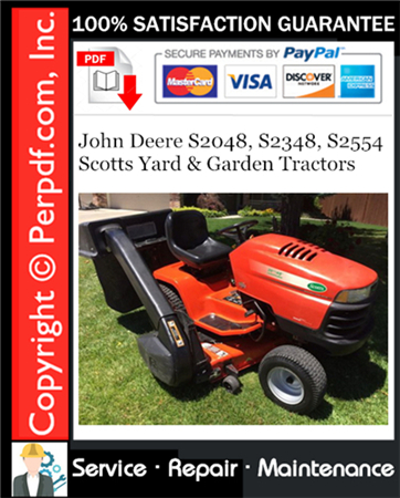 John Deere S2048, S2348, S2554 Scotts Yard & Garden Tractors Service Repair Manual