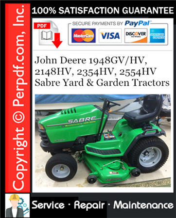 John Deere 1948GV/HV, 2148HV, 2354HV, 2554HV Sabre Yard & Garden Tractors Service Repair Manual