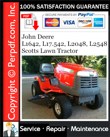 John Deere L1642, L17.542, L2048, L2548 Scotts Lawn Tractor Service Repair Manual