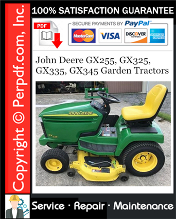 John Deere GX255, GX325, GX335, GX345 Garden Tractors Service Repair Manual