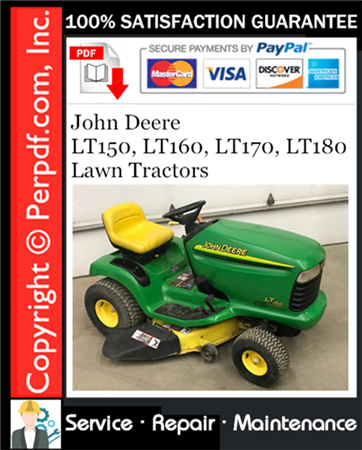 John Deere LT150, LT160, LT170, LT180 Lawn Tractors Service Repair Manual