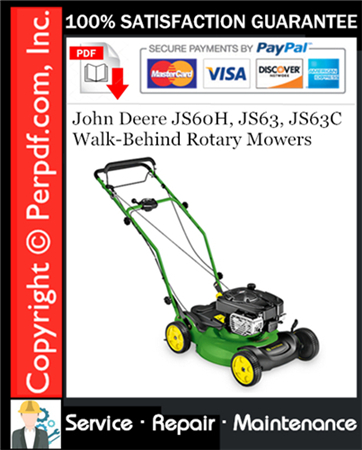 John Deere JS60H, JS63, JS63C Walk-Behind Rotary Mowers Service Repair Manual