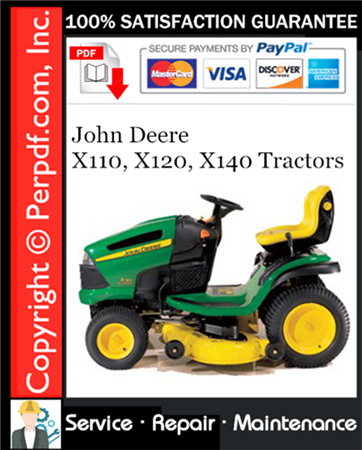 John Deere X110, X120, X140 Tractors Service Repair Manual