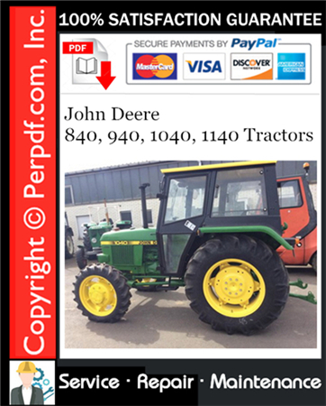 John Deere 840, 940, 1040, 1140 Tractors Service Repair Manual