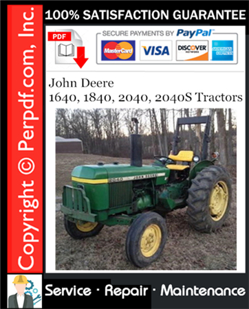 John Deere 1640, 1840, 2040, 2040S Tractors Service Repair Manual