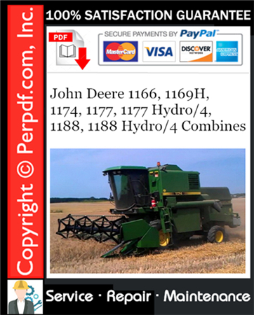 John Deere 1166, 1169H, 1174, 1177, 1177 Hydro/4, 1188, 1188 Hydro/4 Combines Service Repair Manual