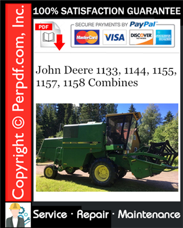 John Deere 1133, 1144, 1155, 1157, 1158 Combines Service Repair Manual