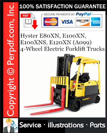 Hyster E80XN, E100XN, E100XNS, E120XN (A099) 4-Wheel Electric Forklift Trucks Parts Manual