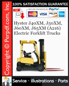 Hyster J40XM, J50XM, J60XM, J65XM (A216) Electric Forklift Trucks Parts Manual