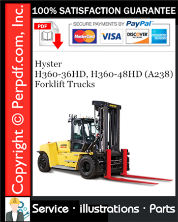 Hyster H360-36HD, H360-48HD (A238) Forklift Trucks Parts Manual