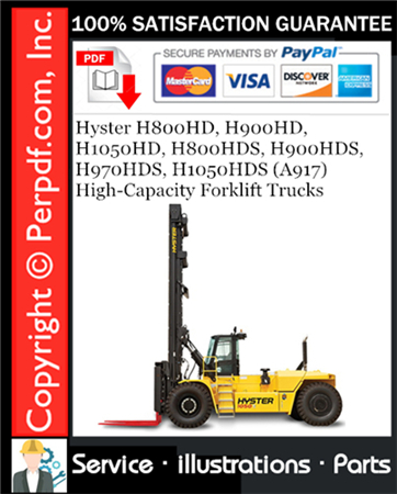 Hyster H800HD, H900HD, H1050HD, H800HDS, H900HDS, H970HDS, H1050HDS (A917) High-Capacity Forklift Trucks Parts Manual