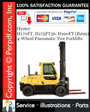Hyster H170FT, H175FT36, H190FT (B299) 4-Wheel Pneumatic Tire Forklifts Parts Manual