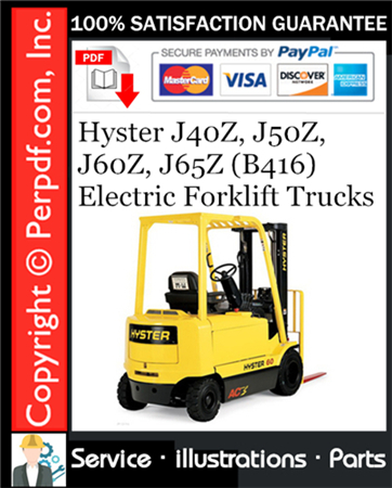 Hyster J40Z, J50Z, J60Z, J65Z (B416) Electric Forklift Trucks Parts Manual