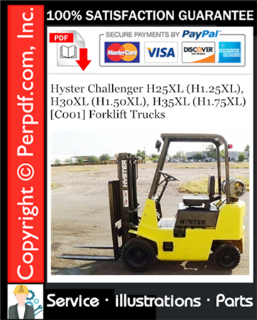 Hyster Challenger H25XL (H1.25XL), H30XL (H1.50XL), H35XL (H1.75XL) [C001] Forklift Trucks Parts Manual