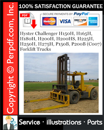 Hyster Challenger H150H, H165H, H180H, H200H, H200HS, H225H, H250H, H275H, P150B, P200B (C007) Forklift Trucks