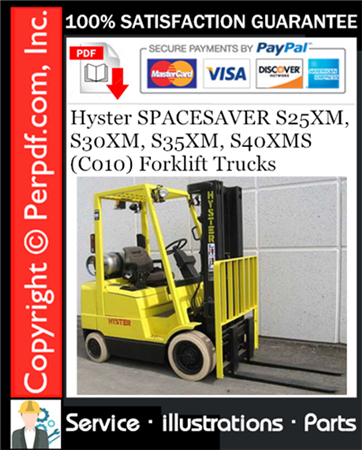 Hyster SPACESAVER S25XM, S30XM, S35XM, S40XMS (C010) Forklift Trucks Parts Manual