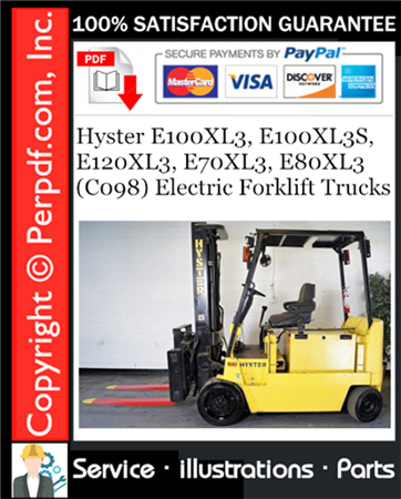 Hyster E100XL3, E100XL3S, E120XL3, E70XL3, E80XL3 (C098) Electric Forklift Trucks Parts Manual