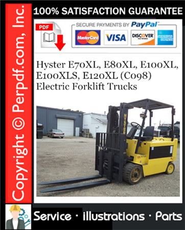 Hyster E70XL, E80XL, E100XL, E100XLS, E120XL (C098) Electric Forklift Trucks Parts Manual