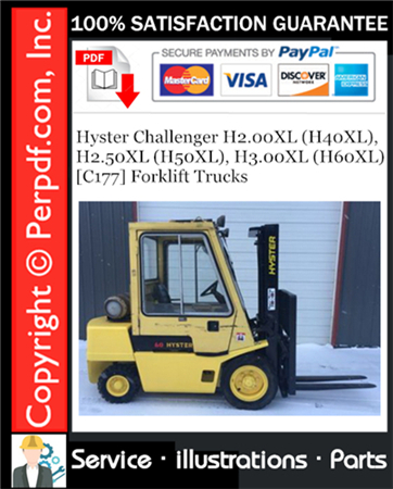 Hyster Challenger H2.00XL (H40XL), H2.50XL (H50XL), H3.00XL (H60XL) [C177] Forklift Trucks Parts Manual