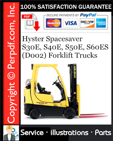 Hyster Spacesaver S30E, S40E, S50E, S60ES (D002) Forklift Trucks Parts Manual