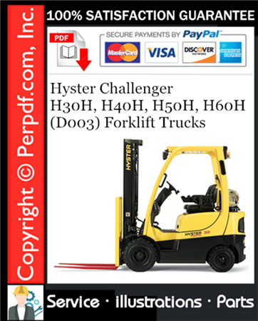 Hyster Challenger H30H, H40H, H50H, H60H (D003) Forklift Trucks Parts Manual