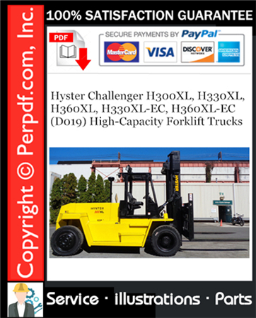 Hyster Challenger H300XL, H330XL, H360XL, H330XL-EC, H360XL-EC (D019) High-Capacity Forklift Trucks Parts Manual