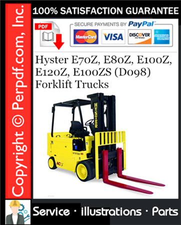 Hyster E70Z, E80Z, E100Z, E120Z, E100ZS (D098) Forklift Trucks Parts Manual