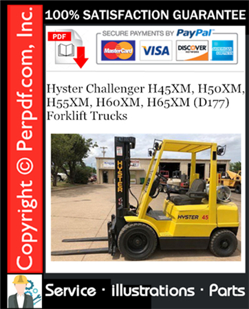 Hyster Challenger H45XM, H50XM, H55XM, H60XM, H65XM (D177) Forklift Trucks Parts Manual