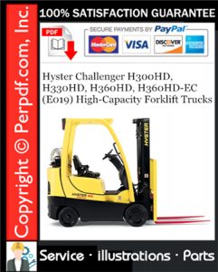 Hyster Challenger H300HD, H330HD, H360HD, H360HD-EC (E019) High-Capacity Forklift Trucks Parts Manual