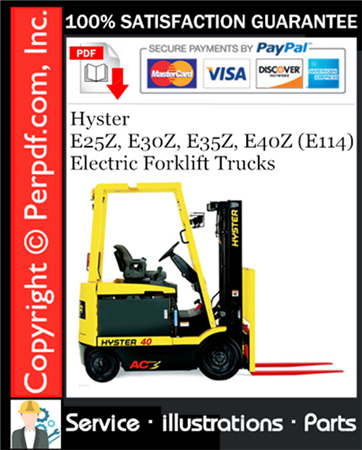 Hyster E25Z, E30Z, E35Z, E40Z (E114) Electric Forklift Trucks Parts Manual