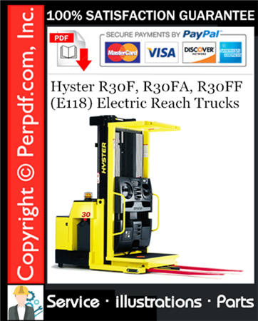 Hyster R30F, R30FA, R30FF (E118) Electric Reach Trucks Parts Manual