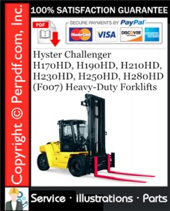 Hyster Challenger H170HD, H190HD, H210HD, H230HD, H250HD, H280HD (F007) Heavy-Duty Forklifts Parts Manual