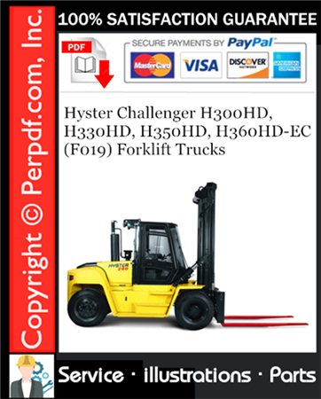Hyster Challenger H300HD, H330HD, H350HD, H360HD-EC (F019) Forklift Trucks Parts Manual