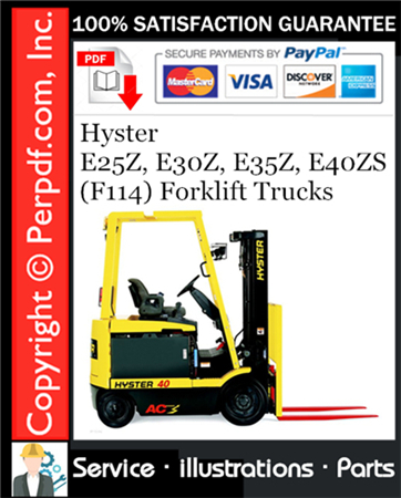 Hyster E25Z, E30Z, E35Z, E40ZS (F114) Forklift Trucks Parts Manual