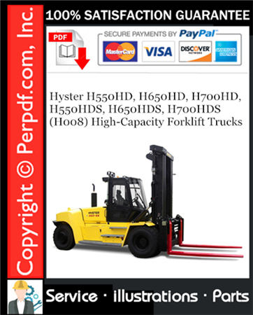 Hyster H550HD, H650HD, H700HD, H550HDS, H650HDS, H700HDS (H008) High-Capacity Forklift Trucks Parts Manual