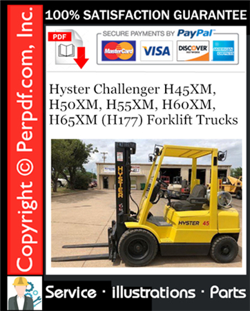 Hyster Challenger H45XM, H50XM, H55XM, H60XM, H65XM (H177) Forklift Trucks Parts Manual