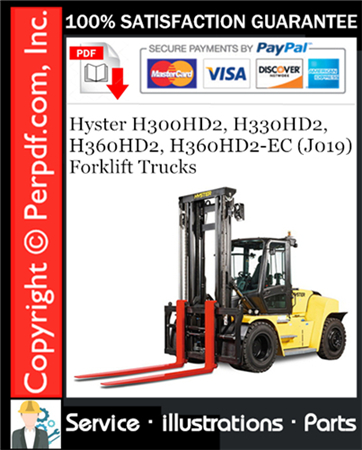 Hyster H300HD2, H330HD2, H360HD2, H360HD2-EC (J019) Forklift Trucks Parts Manual