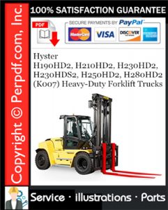 Hyster H190HD2, H210HD2, H230HD2, H230HDS2, H250HD2, H280HD2 (K007) Heavy-Duty Forklift Trucks Parts Manual